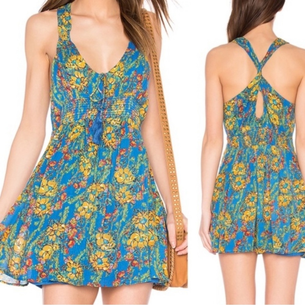Free People Washed Ashore Mini Dress Blue Size XS